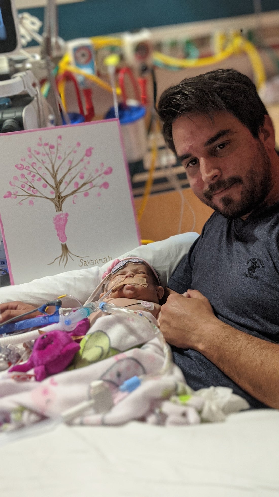 Savannah Sky Arviso with her Dad, Steven at the Phoenix Children's Hospital.