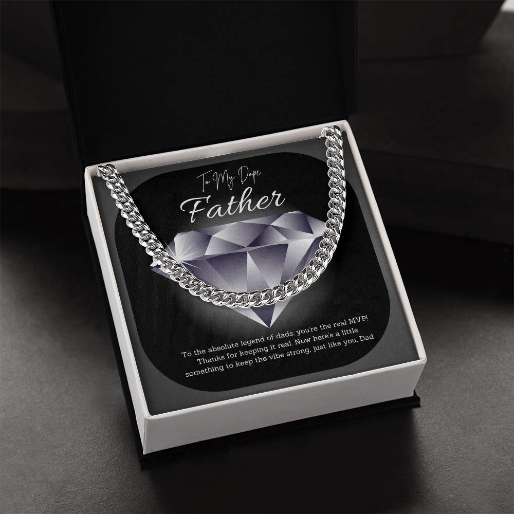 Gift to Father/Dad from Son or Daughter Cuban Link Chain (OREO + LUX BOX + LENGTH EXTENSION)